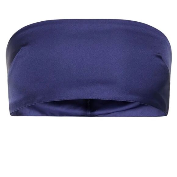 WeWoreWhat Duchesse Satin Bandeau Top Navy Size 2 - Picture 2 of 9